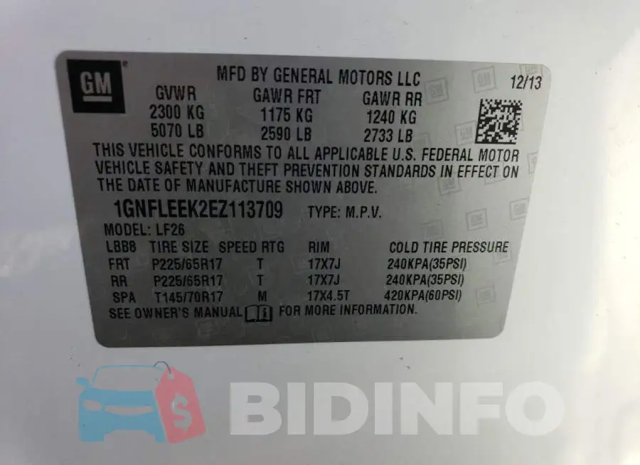 1GNFLEEK2EZ113709 Photo# 13