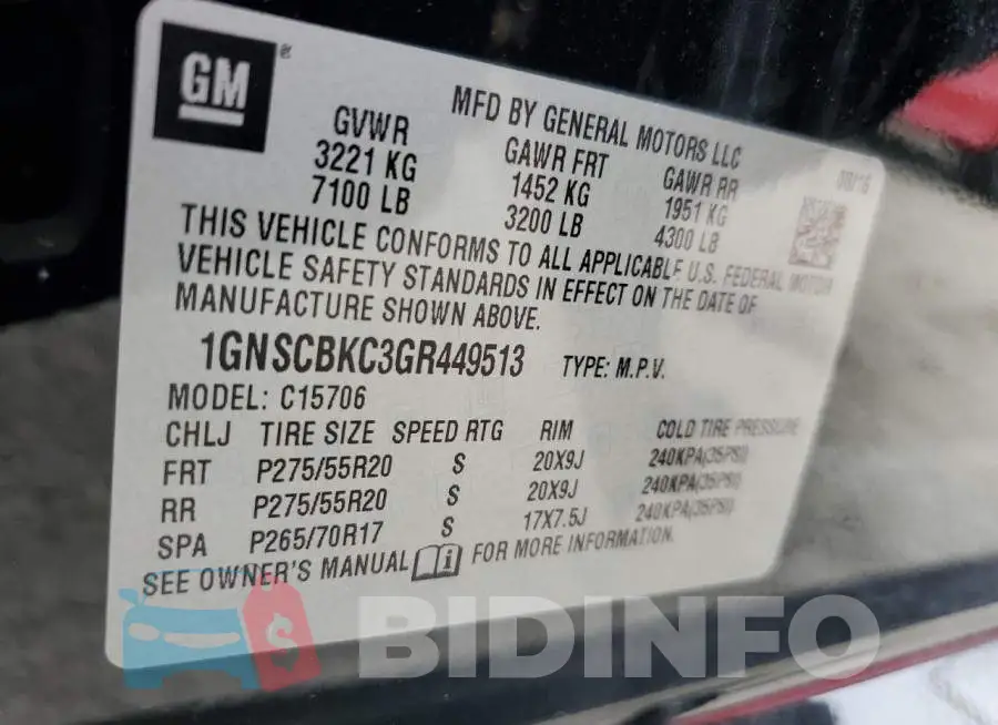 1GNSCBKC3GR449513 Photo# 13