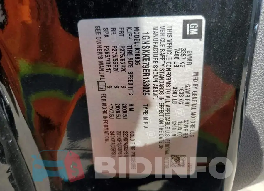 1GNSKKE79ER133029 Photo# 13
