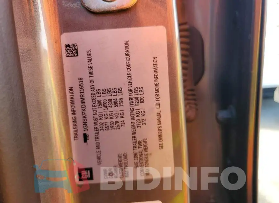 1GNSKPKD4MR116516 Photo# 13