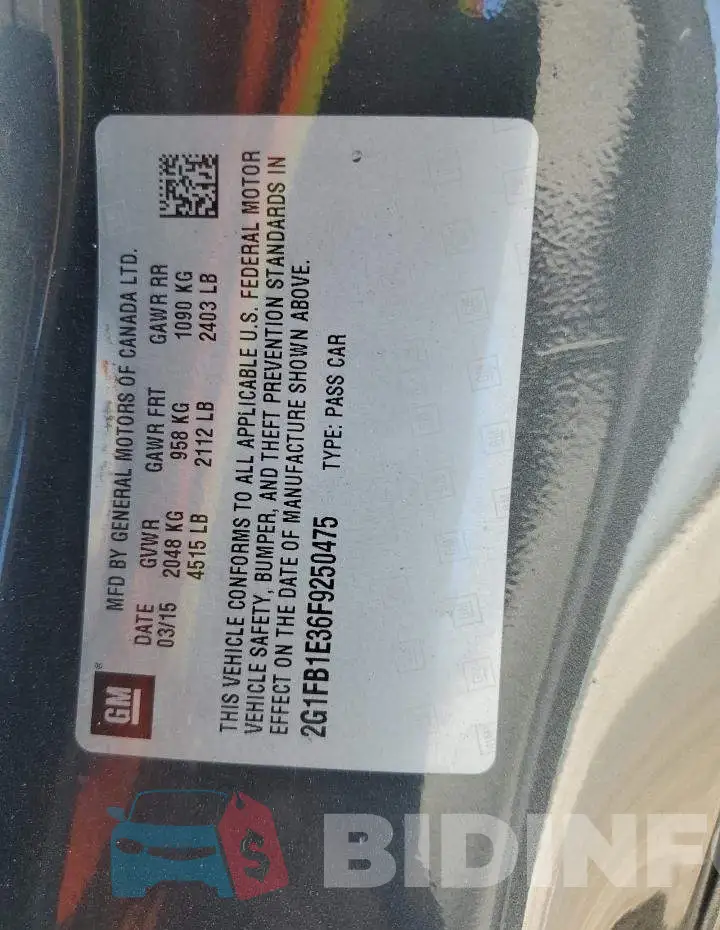 2G1FB1E36F9250475 Photo# 12