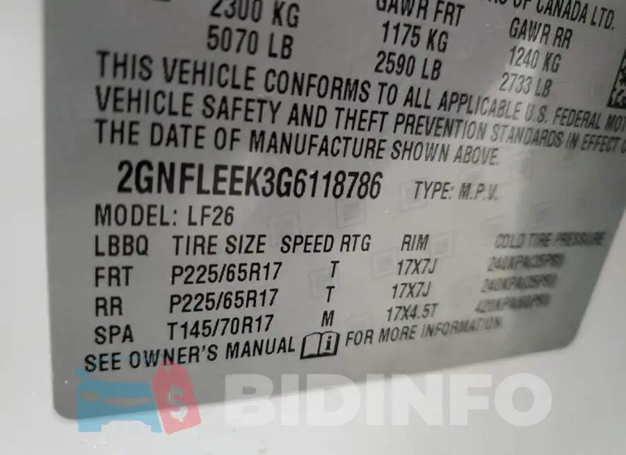 2GNFLEEK3G6118786 Photo# 13