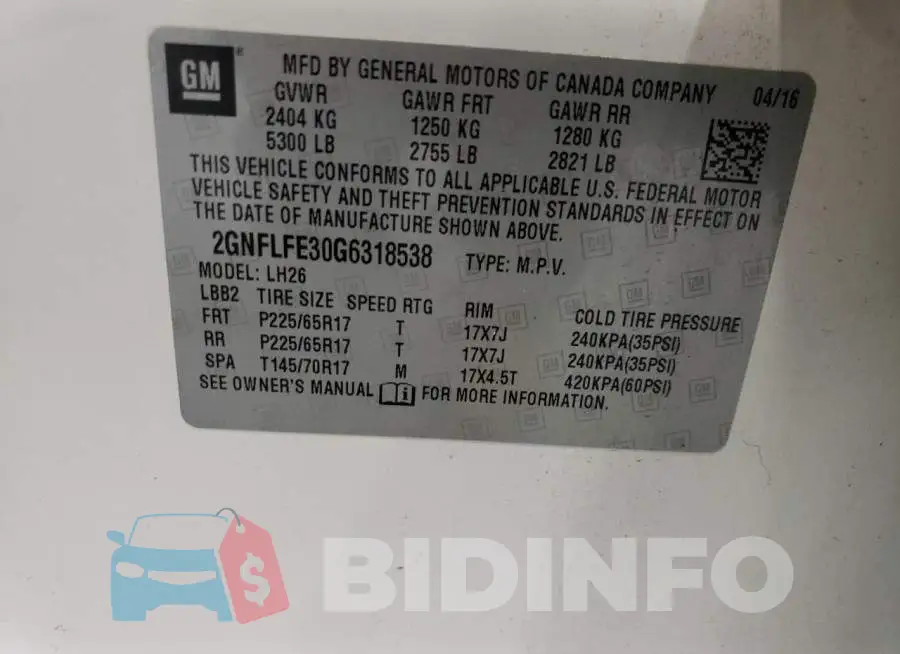 2GNFLFE30G6318538 Photo# 13