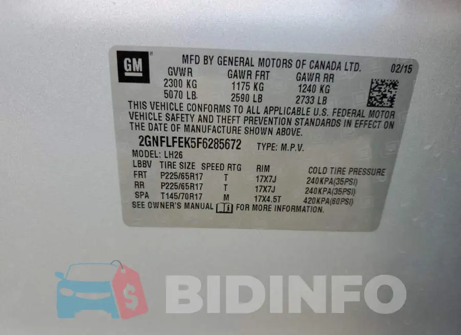 2GNFLFEK5F6285672 Photo# 13