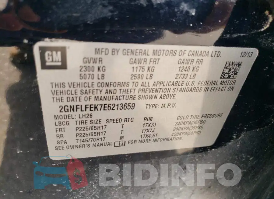 2GNFLFEK7E6213659 Photo# 12