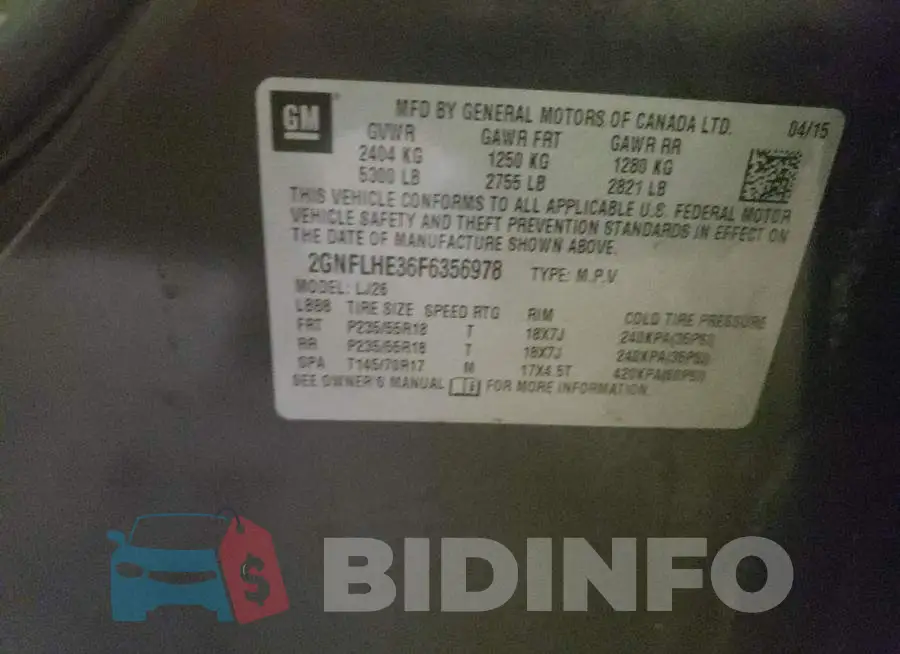 2GNFLHE36F6356978 Photo# 13