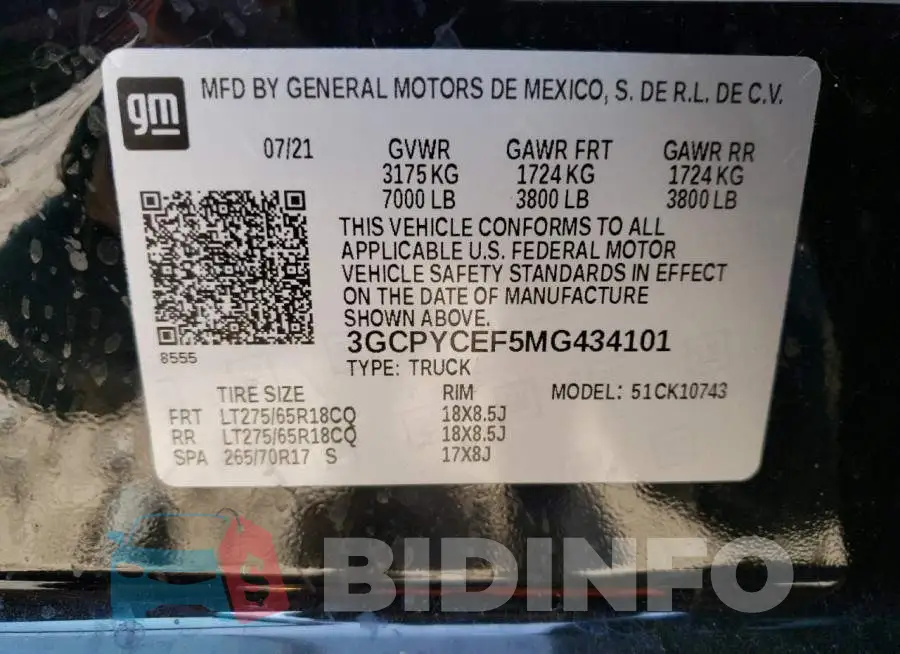 3GCPYCEF5MG434101 Photo# 12