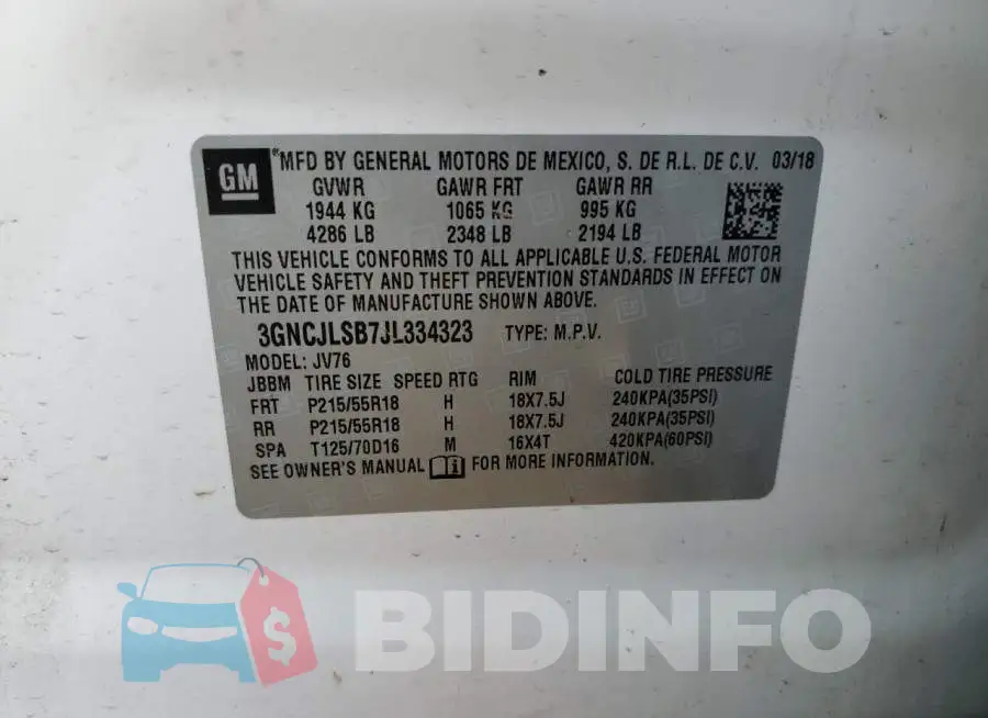 3GNCJLSB7JL334323 Photo# 12