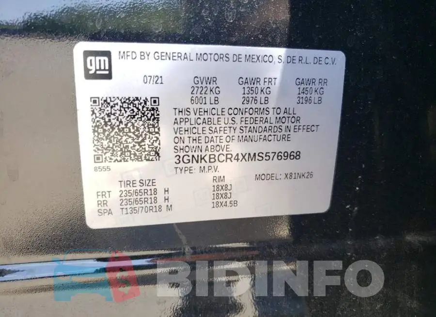 3GNKBCR4XMS576968 Photo# 12