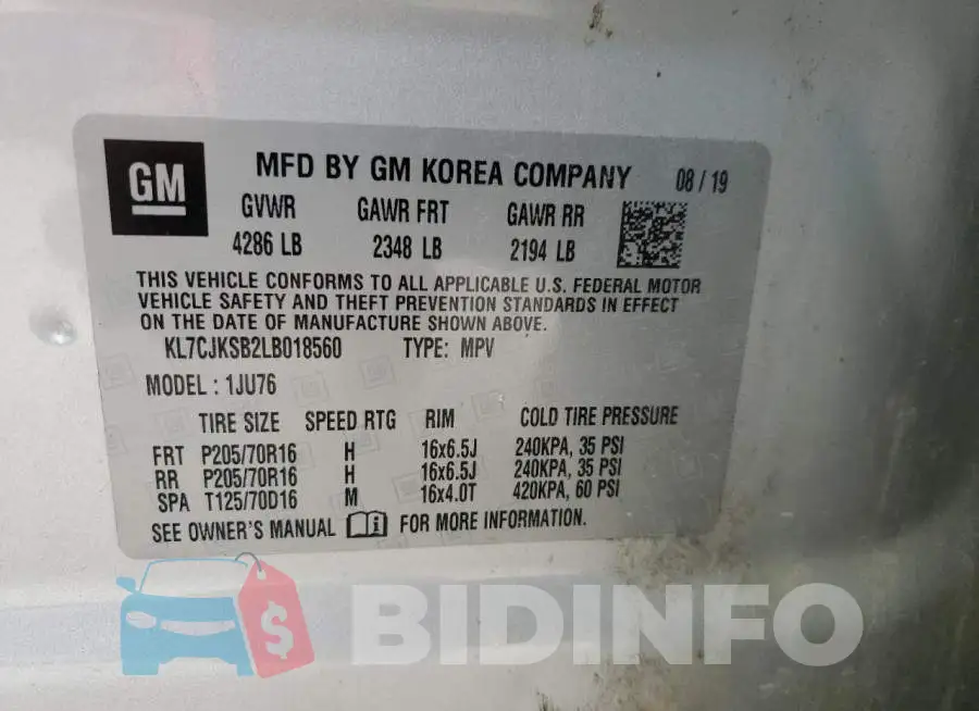 KL7CJKSB2LB018560 Photo# 13