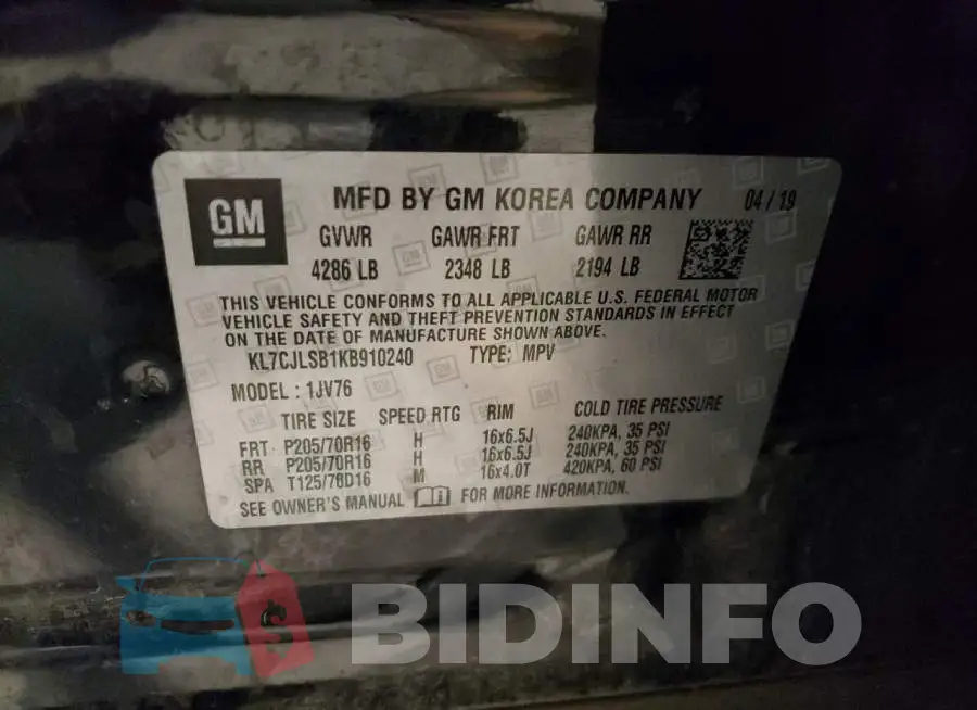KL7CJLSB1KB910240 Photo# 12