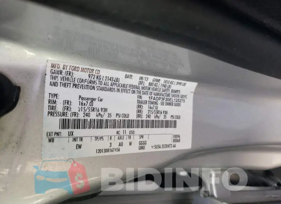 1FADP3F20EL125275 Photo# 12