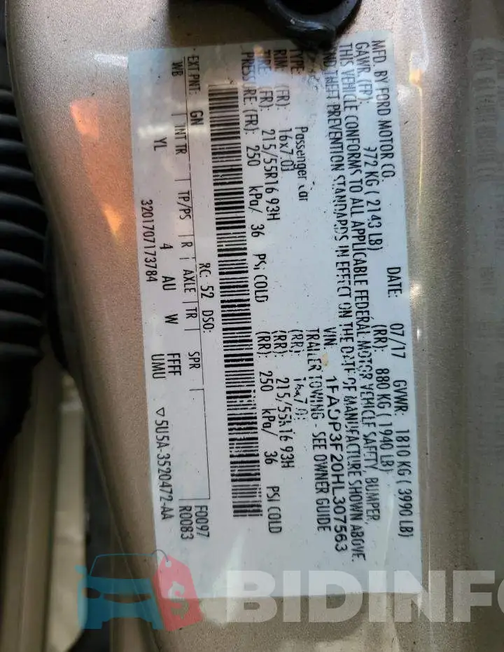 1FADP3F20HL307563 Photo# 12