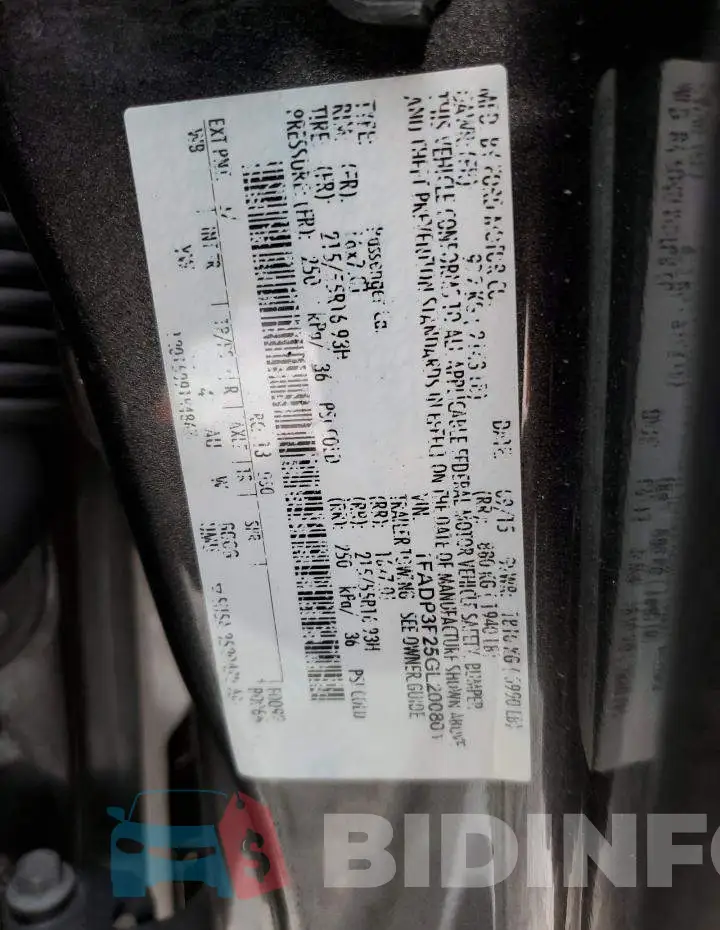 1FADP3F25GL200801 Photo# 12