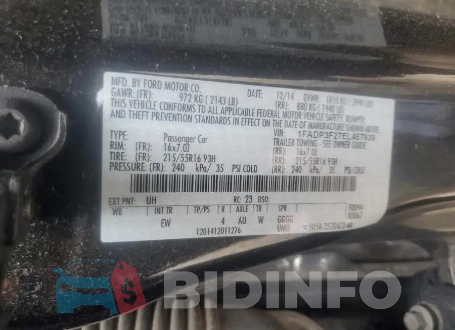 1FADP3F27EL457939 Photo# 12