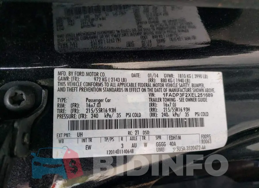 1FADP3F2XEL251689 Photo# 12