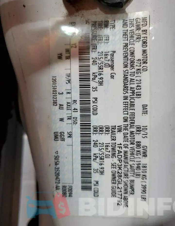 1FADP3K28GL217792 Photo# 12