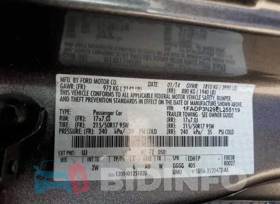 1FADP3N29EL255119 Photo# 12