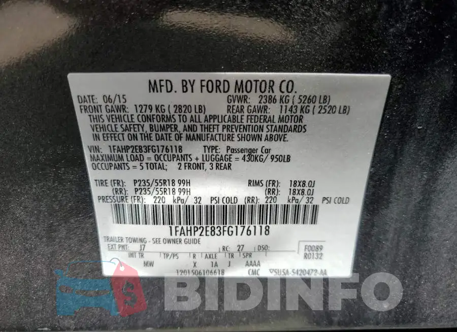 1FAHP2E83FG176118 Photo# 12