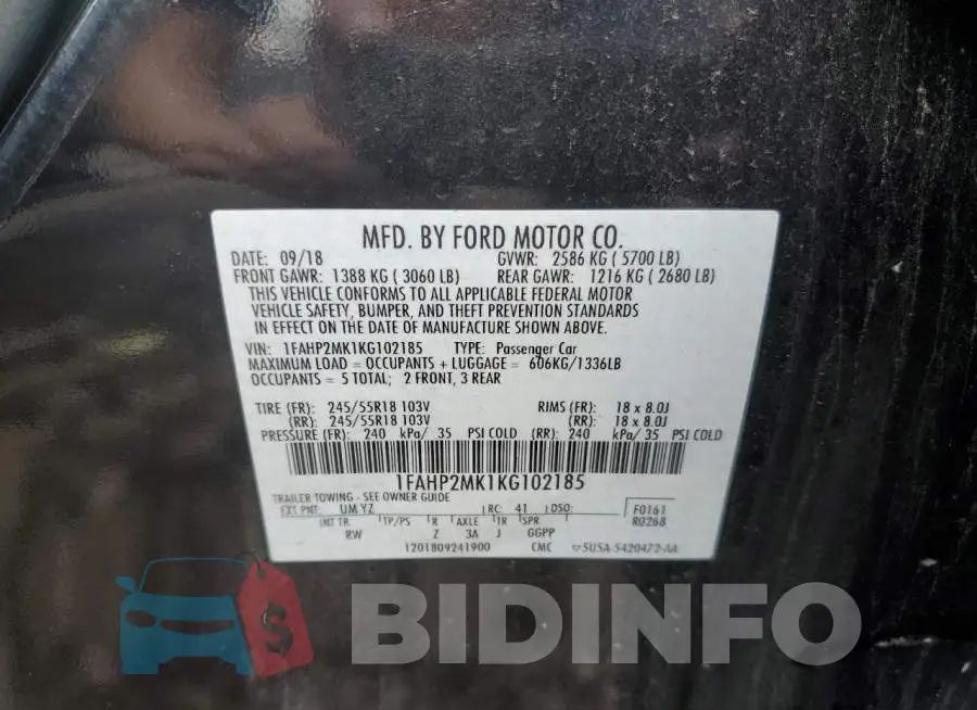1FAHP2MK1KG102185 Photo# 13