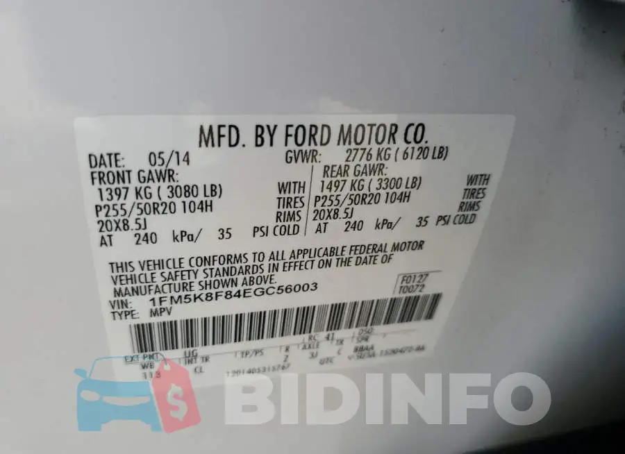 1FM5K8F84EGC56003 Photo# 14