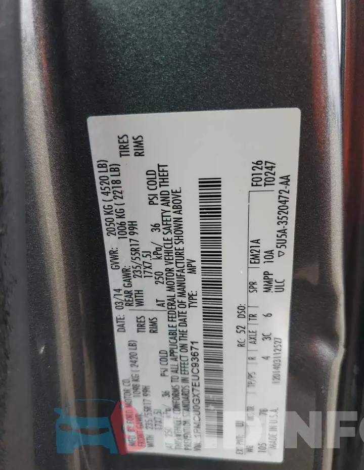1FMCU0GX7EUC93671 Photo# 13