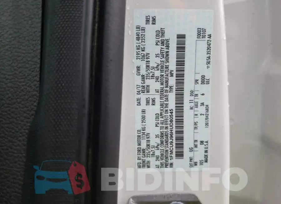 1FMCU9J96HUD80545 Photo# 10