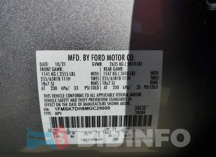 1FMSK7DH8MGC29000 Photo# 13