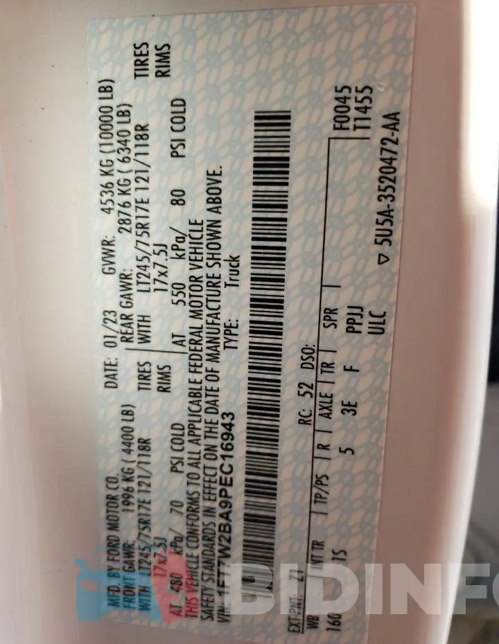 1FT7W2BA9PEC16943 Photo# 13