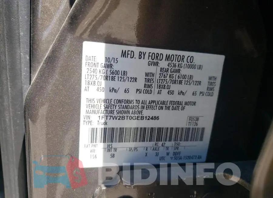 1FT7W2BT0GEB12486 Photo# 12
