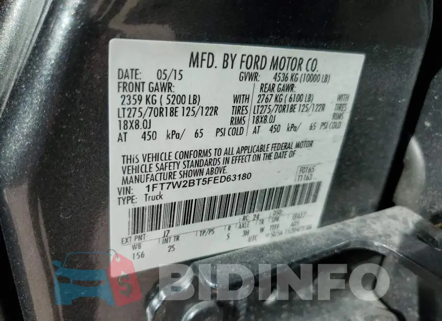 1FT7W2BT5FED63180 Photo# 12