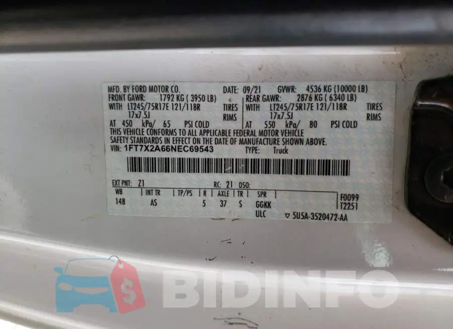 1FT7X2A66NEC69543 Photo# 12