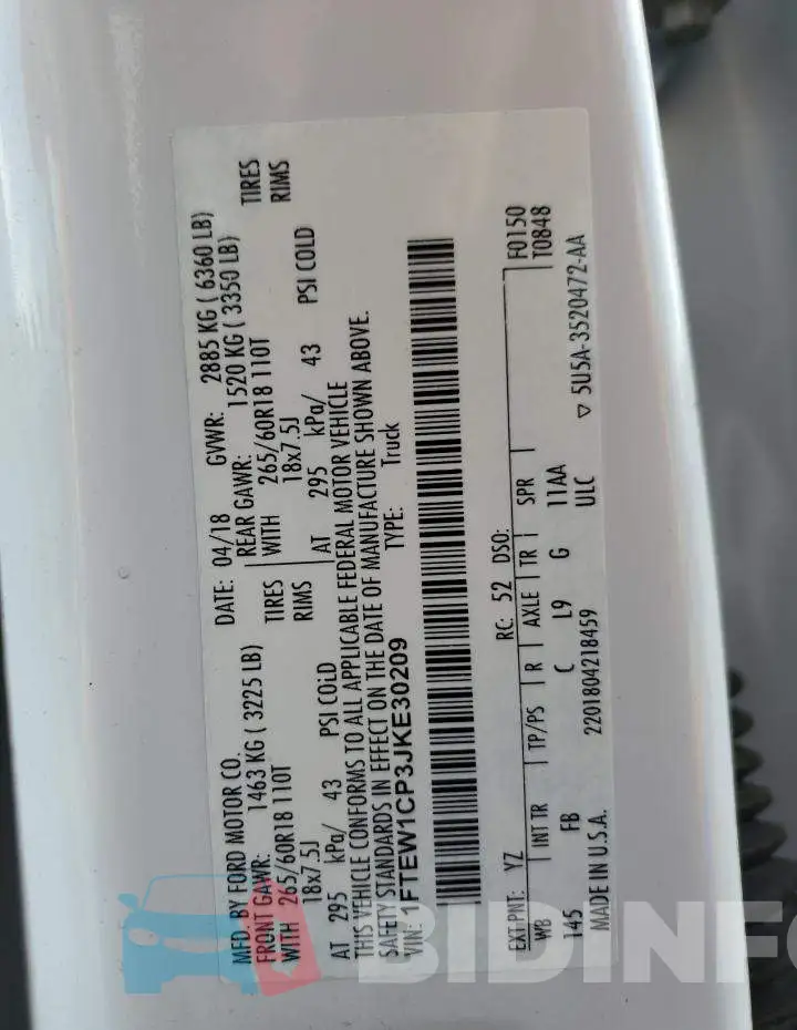1FTEW1CP3JKE30209 Photo# 12