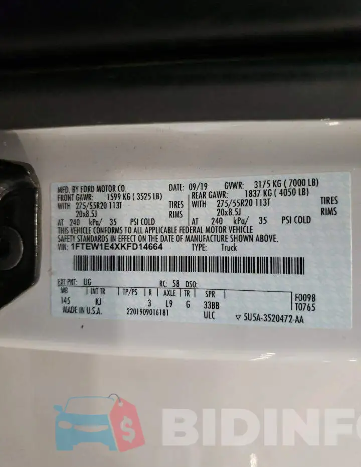 1FTEW1E4XKFD14664 Photo# 12