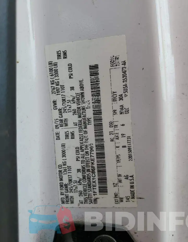 1FTEX1C86FKE77960 Photo# 12
