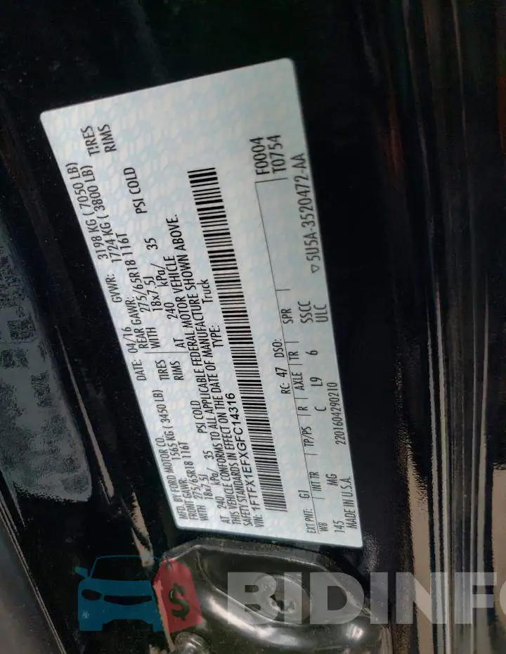 1FTFX1EFXGFC14316 Photo# 12