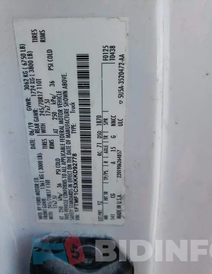 1FTMF1C5XKKD92778 Photo# 12