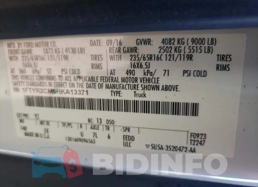 1FTYR2CM6HKA13371 Photo# 13