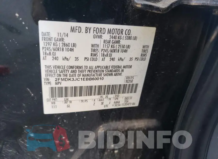 2FMDK3JC1EBB60010 Photo# 12