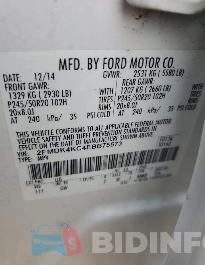 2FMDK4KC4EBB75573 Photo# 13