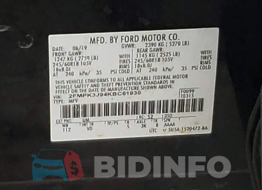 2FMPK3J94KBC61930 Photo# 12