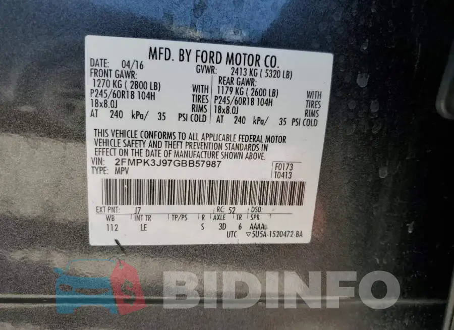 2FMPK3J97GBB57987 Photo# 12