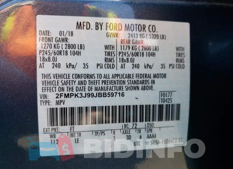 2FMPK3J99JBB59716 Photo# 12