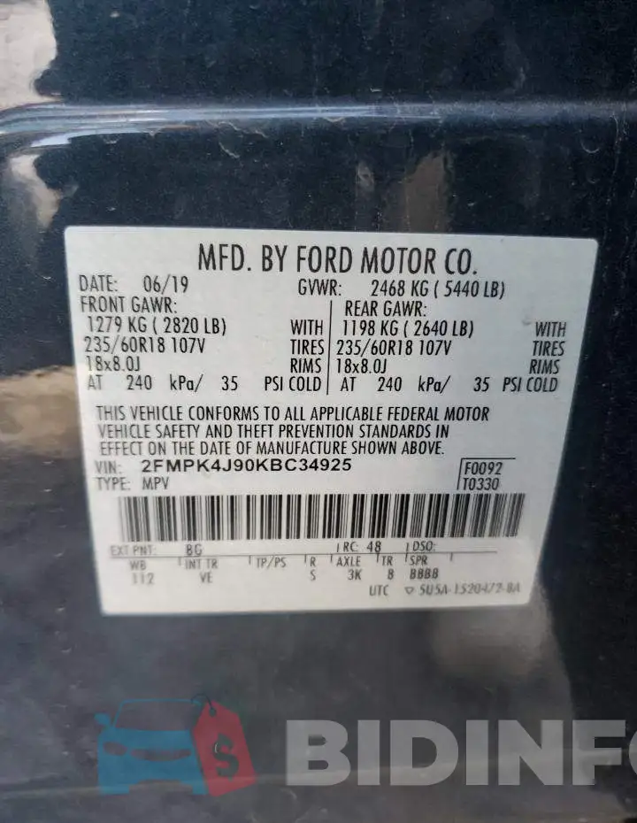 2FMPK4J90KBC34925 Photo# 12