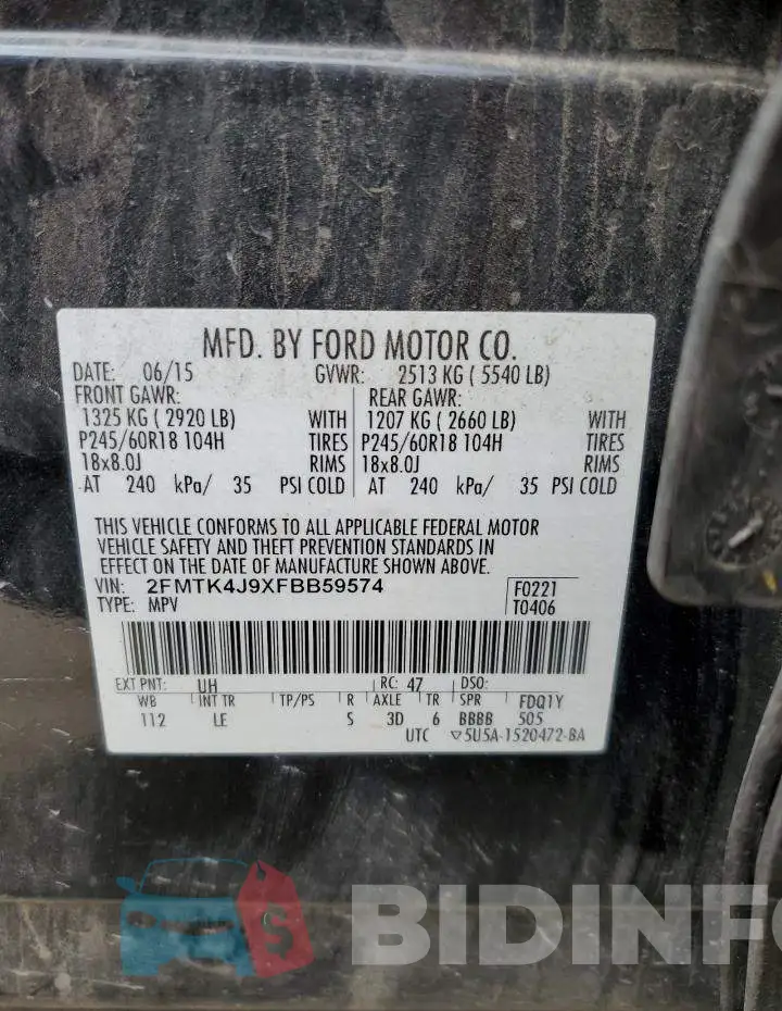 2FMTK4J9XFBB59574 Photo# 13