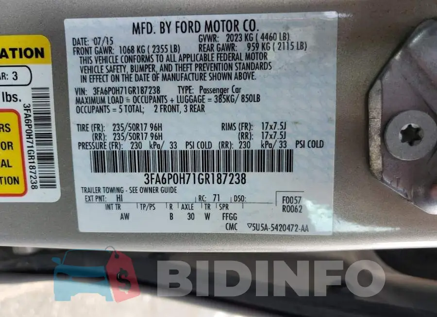 3FA6P0H71GR187238 Photo# 12