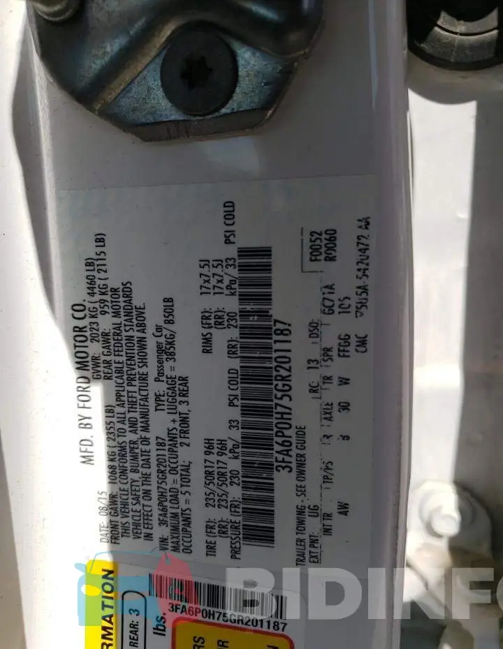 3FA6P0H75GR201187 Photo# 12