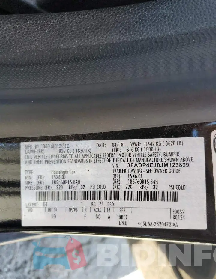 3FADP4EJ0JM123839 Photo# 12