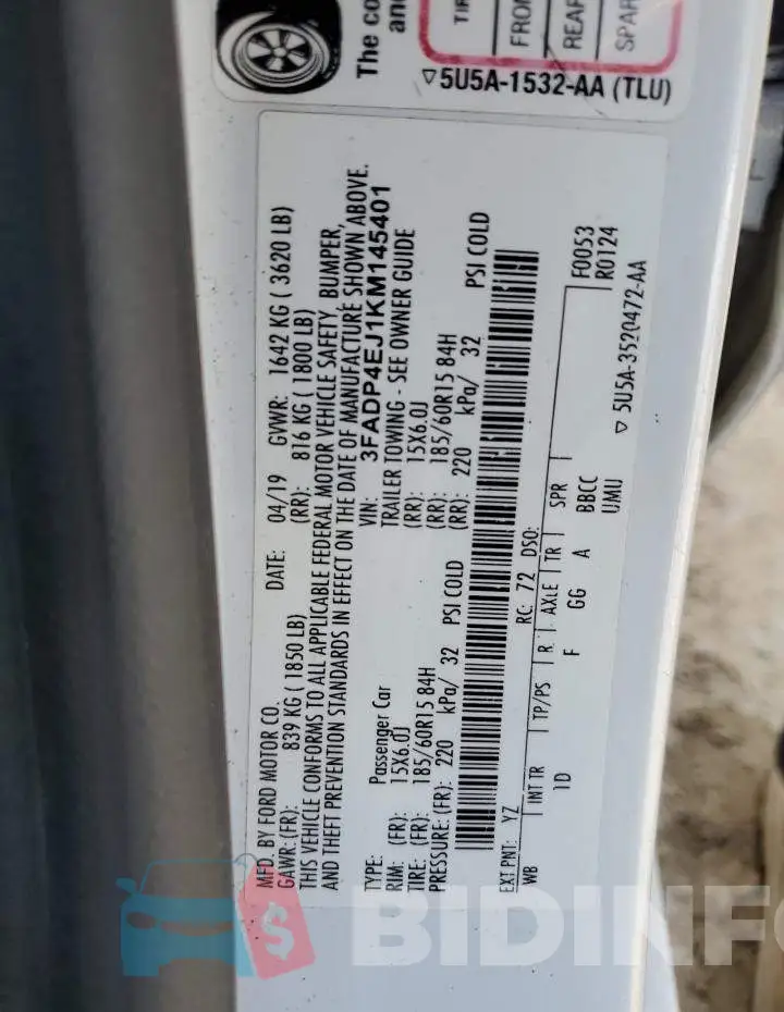 3FADP4EJ1KM145401 Photo# 13