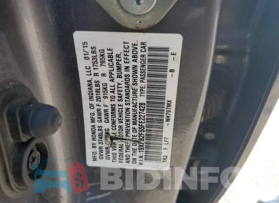 19XFB2F55FE227428 Photo# 12